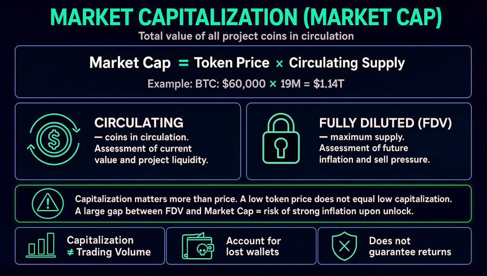 Infographic comparing types of market capitalization.