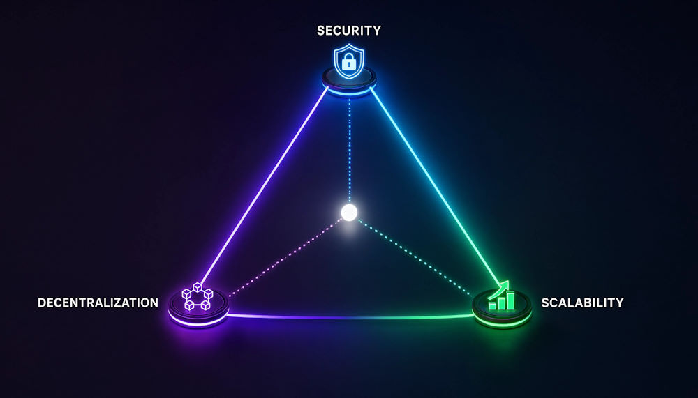 Blockchain scalability trilemma: security, decentralization, scalability