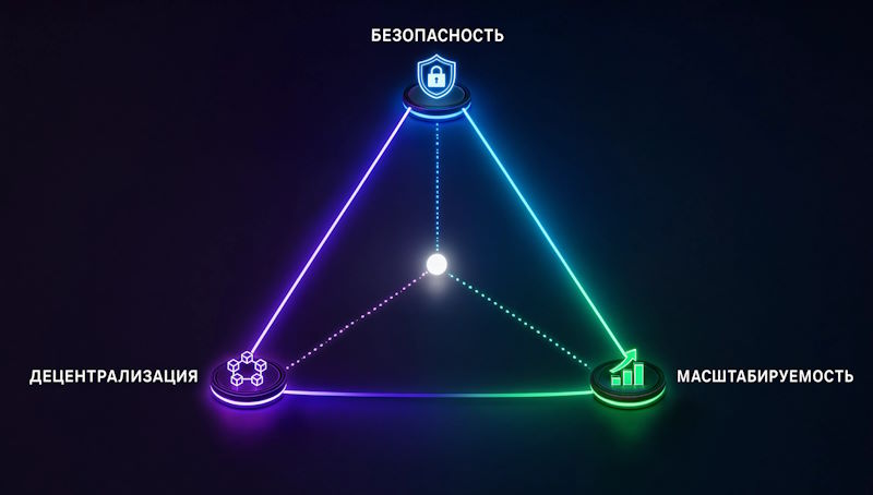 Blockchain scalability trilemma: security, decentralization, scalability