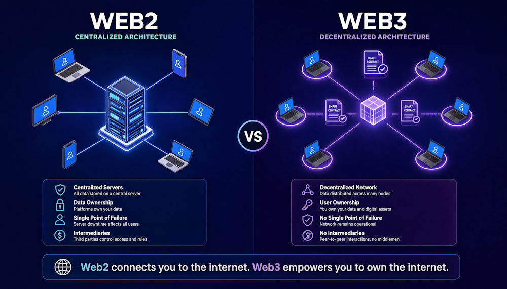 Comparison of centralized and decentralized application architecture